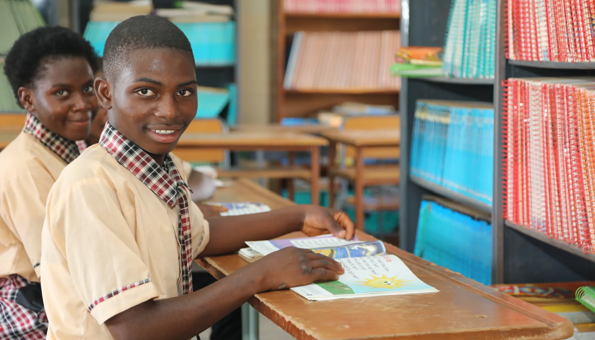One of the learners in Luangwa District where reading materials were donated.